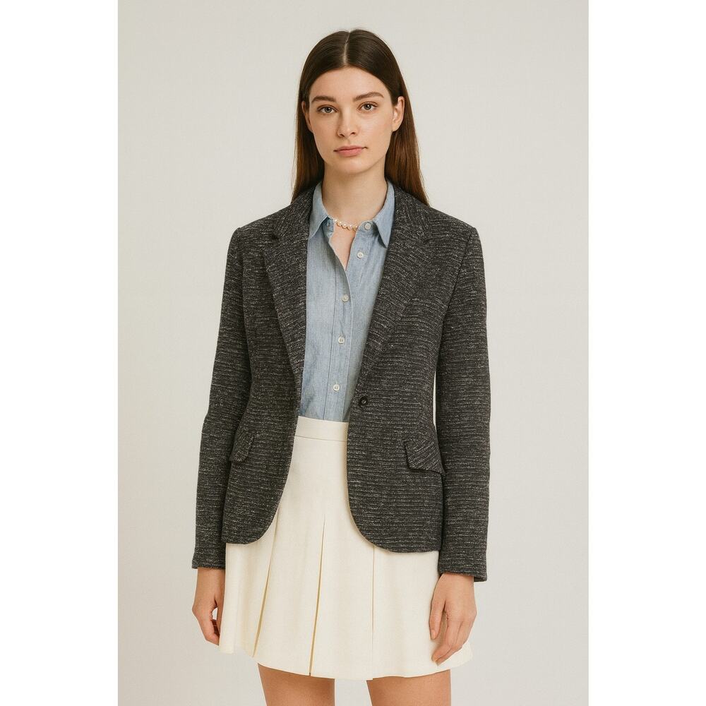 Anthropolgie Cartonnier Black Knit Single Breasted Classic Parisian Blazer Small